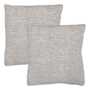 Lot 2 coussins carrés 40 x 40 cm coton brodé de chevrons gris - GLOW