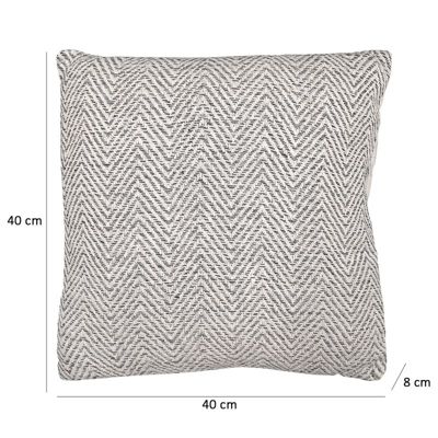 Lot 2 coussins carrés 40 x 40 cm coton brodé de chevrons gris - GLOW