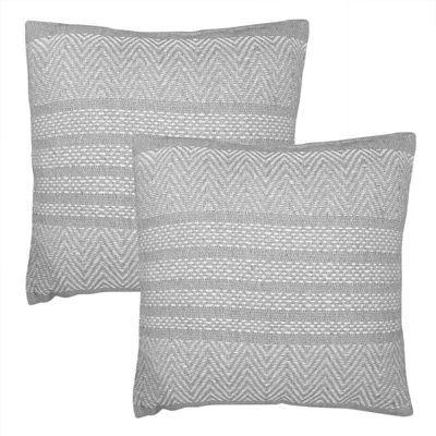 Lot 2 coussins carrés 40 x 40 cm coton brodé de lignes gris - FLICKER