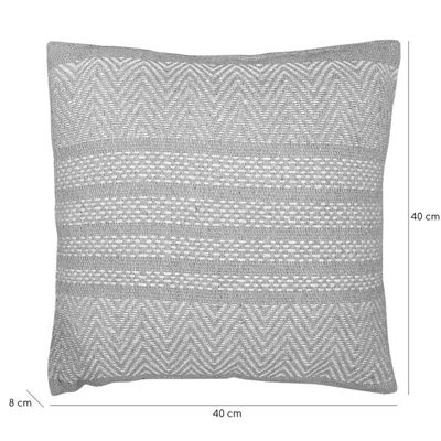 Lot 2 coussins carrés 40 x 40 cm coton brodé de lignes gris - FLICKER