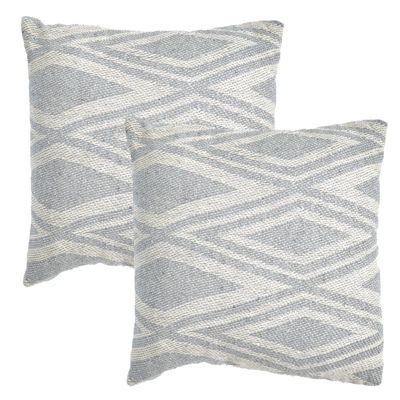 Lot 2 coussins carrés 40 x 40 cm coton brodé de losanges gris - BEAM