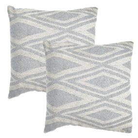 Lot 2 coussins carrés 40 x 40 cm coton brodé de losanges gris - BEAM