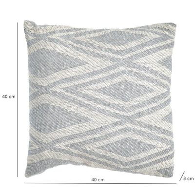 Lot 2 coussins carrés 40 x 40 cm coton brodé de losanges gris - BEAM