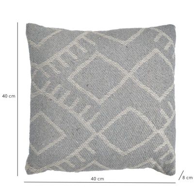 Lot 2 coussins carrés 40 x 40 cm coton brodé motif tribal gris - FLARE