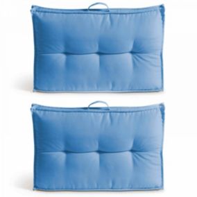 Lot 2 coussins palette dossier polyester bleu 60x40x12 cm  Oviala