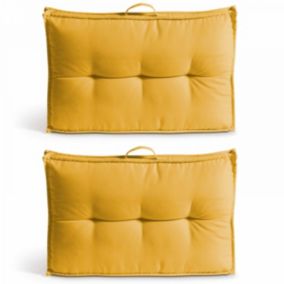 Lot 2 coussins palette dossier polyester jaune 60x40x12 cm  Oviala