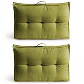 Lot 2 coussins palette dossier polyester vert 60x40x12 cm  Oviala