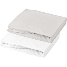 Lot 2 draps housse jersey 60 x 120 cm blanc/perle