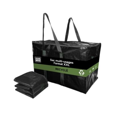 Lot 2 Grands Sacs Déménagement Recyclé - Rangement Et Transport Ultra Résistant - Réutilisable - Poignées Solides - 100L