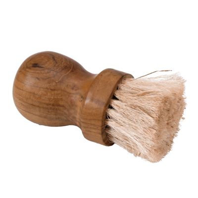 Lot 2 mini brosses en bois de teck et poils de vache clairs - MAGGIE 01