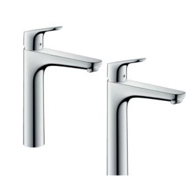 Lot 2 mitigeur lavabo HANSGROHE Focus H190 Eco C3, avec tirette chromé