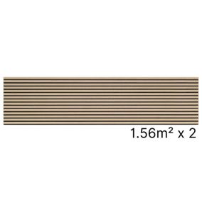 Lot 2 Panneaux Muraux Acoustiques en Bois - 240x60cm- 3.12 m² - Chêne Clair - A Lattes - Panneau Tasseau de Bois Naturel