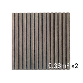 Lot 2 Panneaux Muraux Acoustiques en Bois - 60x60cm - Chêne Foncé - A Lattes - Panneau Tasseau de Bois Naturel