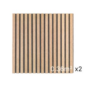 Lot 2 Panneaux Muraux Acoustiques en Bois - 60x60cm - Chêne Naturel - A Lattes - Panneau Tasseau de Bois Naturel