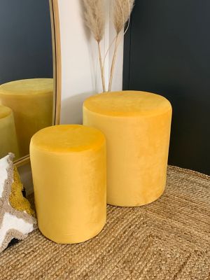 Lot 2 poufs encastrables rond Velvet jaune