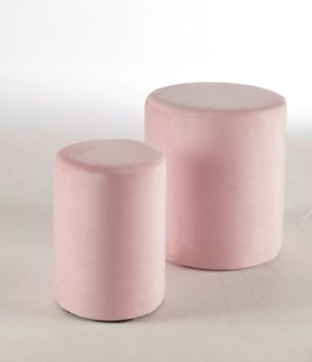 Lot 2 poufs encastrables rond Velvet rose