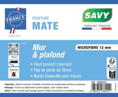 Lot 2 rouleau manchons peinture mat 18 cm + monture bi-matière Savy
