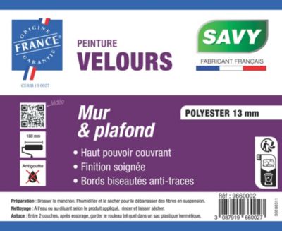 Lot 2 rouleau manchons peinture velours 18 cm + monture bi-matière Savy
