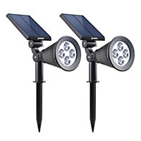 Lot 2 spots solaire LED intégrée Spiky W34 Lumisky noir IP44 200lm 2W blanc froid