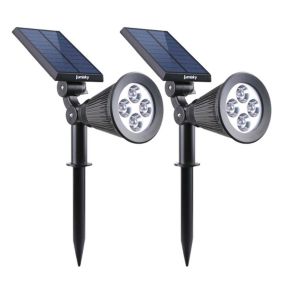 Lot 2 spots solaire LED intégrée Spiky W34 Lumisky noir IP44 200lm 2W blanc froid