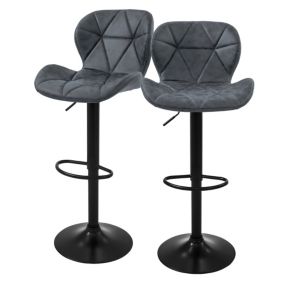 Lot 2 tabourets de bar rembourrées en simili anthracite hauteur réglable 59-79cm