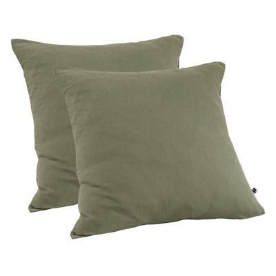 Lot 2 taies d'oreillers 60x60 cm double gaze de coton vert - PEPA 1