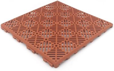 Lot 24 dalles auto-ventilées 30x30x1,5cm (2m² - Terre cuite). Pour sols de piscine, terrasses, gazon synthétique et débarras