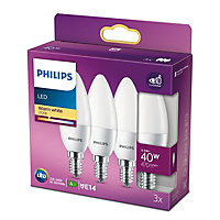 Lot 3 ampoules LED 5,5W 40 WE14 Blanc chaud Philips