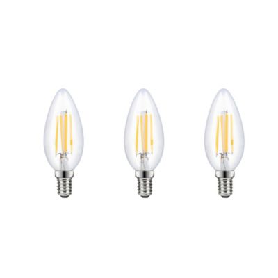 Lot 3 ampoules LED à filament flamme E14 470lm 3.4W = 40W Ø3.5cm Diall blanc chaud