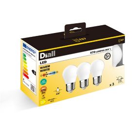 Lot 3 ampoules LED à filament mini globe E27 470lm 3.4W = 40W Ø4.5cm IPX4 Diall blanc chaud