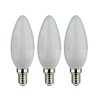 Lot 3 ampoules LED flamme E14 470lm 4.2W = 40W Ø3.5cm Diall blanc chaud