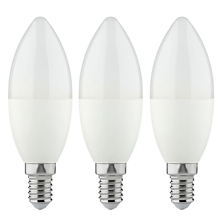 Lot 3 ampoules LED flamme E14 806lm 6.5W = 60W Ø3.7cm Diall blanc chaud