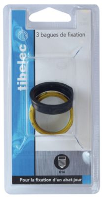 Lot 3 bagues de fixation pour abat-jour pour douille E14 Tibelec blanc noir or Ø35mm