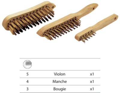 lot 3 brosses violon /bougie fil acier laitonne - 710.03 - leman