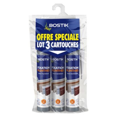 Lot 3 colle parquets Bostik Fixation Plinthes 310ml
