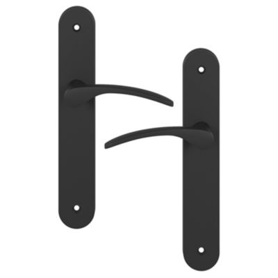 Lot 3 ensembles poignée sur plaque rond GoodHome Beare noir L.110.5mm x l.45mm entraxe 195mm