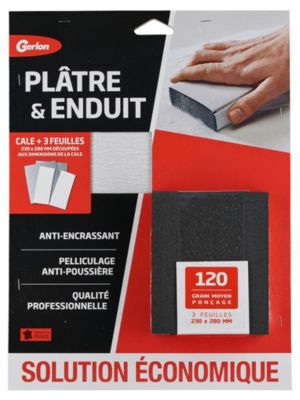 Lot 3 feuilles d'abrasif grain moyen + 1 cale
