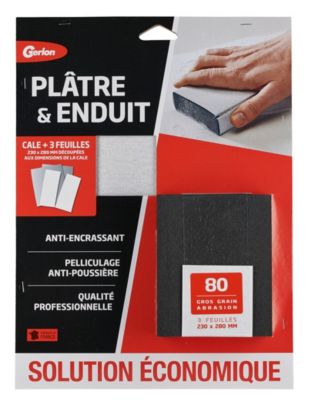 Lot 3 feuilles d'abrasif gros grain + 1 cale