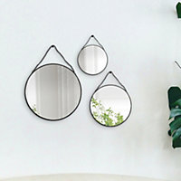 Lot 3 miroirs ronds noir 15x15 cm, 20x20 cm, 25x25 cm Dada Art