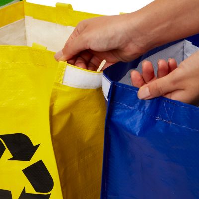 Lot sacs de recyclage ménagers x cm bleu, vert et jaune