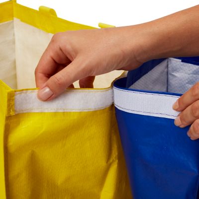 Lot 3 sacs de recyclage ménagers l.31 x H.44 cm bleu, vert et jaune