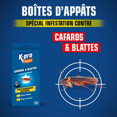 Lot 4 boîtes appâts cafards & blattes Kapo Expert