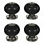 Lot 4 boutons de meuble arrondi Porcelaine Vras GoodHome noir Ø4cm x P.3.8cm