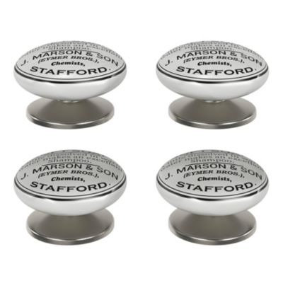Lot 4 boutons de meuble arrondi Porcelaine Vras GoodHome noir et blanc Ø3.8 cm