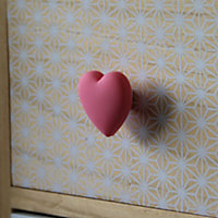 Lot 4 boutons de meuble enfant cœur rose Chrisligne L.42 x l.40 mm