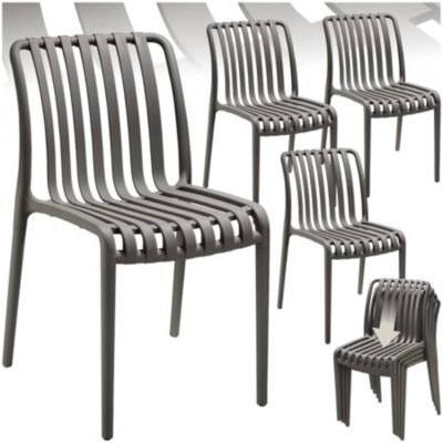 Lot 4 chaises de jardin résistantes intempéries empilables anthracite