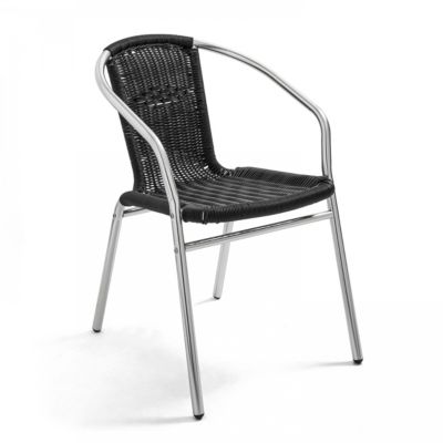 Lot 4 fauteuils de jardin aluminium et résine noir  Oviala