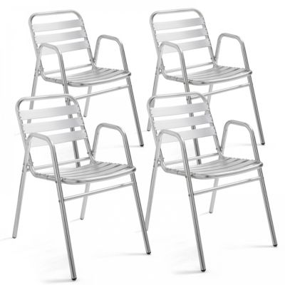 Lot 4 fauteuils de jardin aluminium gris  Oviala