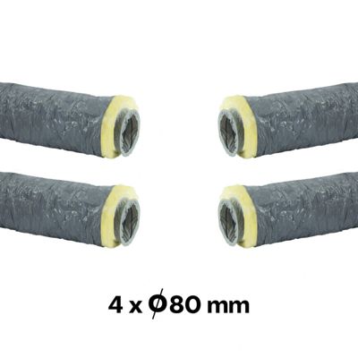 Lot 4 gaines PVC souples VMC isolées 25 mm longueur 6 mètres 80 mm