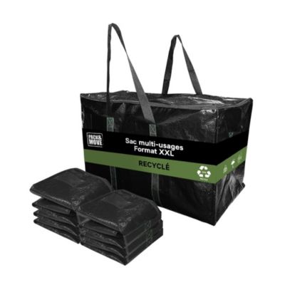 Lot 4 Grands Sacs Déménagement Recyclé - Rangement Et Transport Ultra Résistant - Réutilisable - Poignées Solides - 100L
